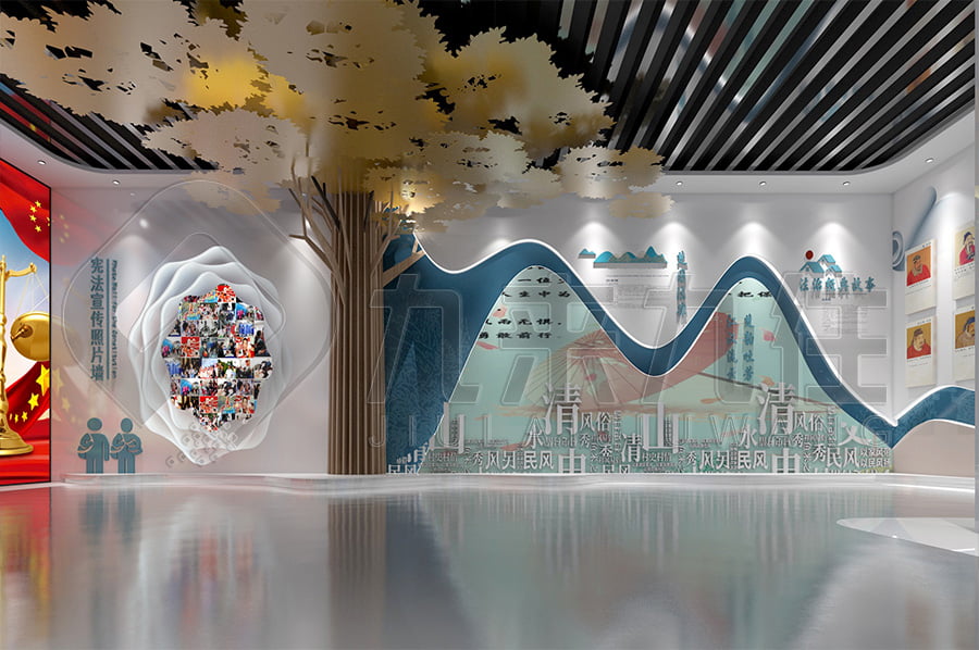 青少年法治教育展廳，普法教育展館解決方案公司，法院法治主題展廳效果圖設(shè)計公司